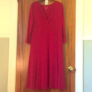 Long red Talbots dress, mid calf